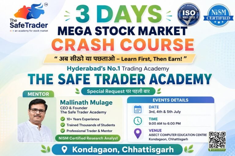 Students attending the 3 Days Mega Stock Market Crash Course in Kondagaon conducted by The Safe Trader Academy.