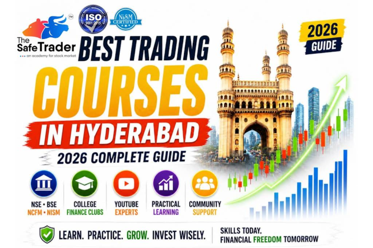 Best Trading Courses in Hyderabad 2026 guide covering NCFM, NISM certifications, live market training, paper trading, mentorship, and finance clubs.